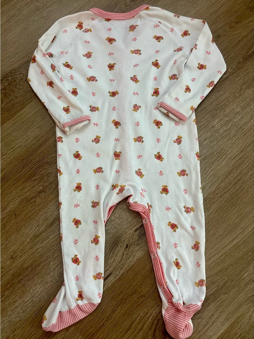 Ralph Lauren Baby Girl 9M Polo Bear Pink Footed Sleeper Pajamas